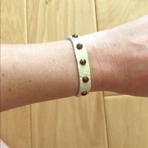Italian leather bracelet ivory and copper